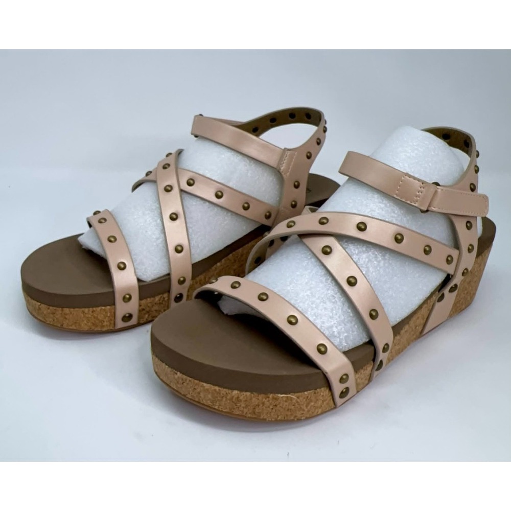 NEW Corky's Under the Sun Wedge Sandals Women's Size 10 Rose Gold‎ Copper Stud